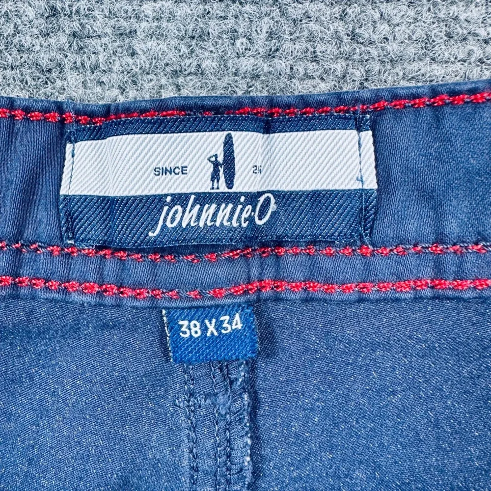 Johnnie-O Carmel 5-Pocket Chino Pants Men's 38x34 Navy Blue Stretch Straight Leg